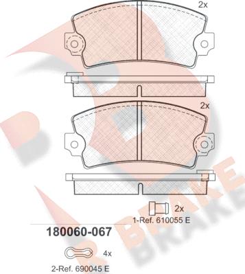 R Brake RB0060-067 - Гальмівні колодки, дискові гальма avtolavka.club