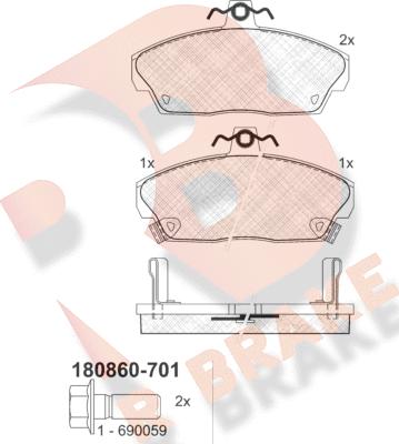 R Brake RB0860-701 - Гальмівні колодки, дискові гальма avtolavka.club