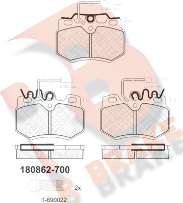 R Brake RB0862-700 - Гальмівні колодки, дискові гальма avtolavka.club