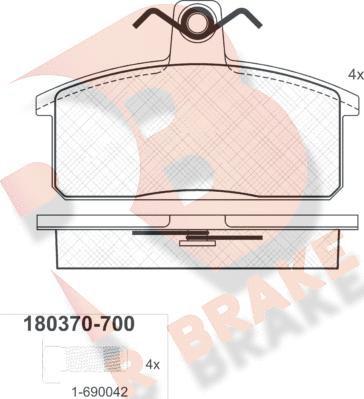 R Brake RB0370-700 - Гальмівні колодки, дискові гальма avtolavka.club