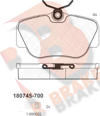 R Brake RB0745-700 - Гальмівні колодки, дискові гальма avtolavka.club