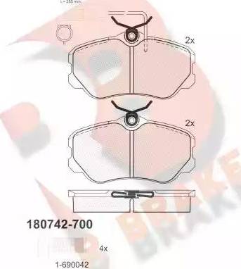 R Brake RB0742-700 - Гальмівні колодки, дискові гальма avtolavka.club