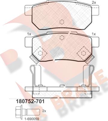 R Brake RB0752-701 - Гальмівні колодки, дискові гальма avtolavka.club