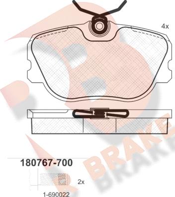 R Brake RB0767-700 - Гальмівні колодки, дискові гальма avtolavka.club