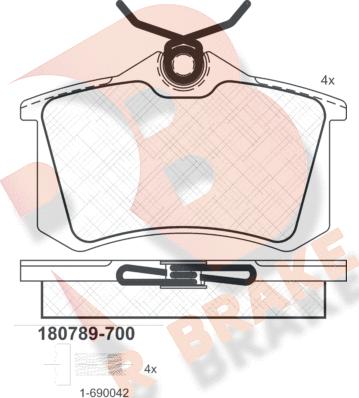 R Brake RB0789-700 - Гальмівні колодки, дискові гальма avtolavka.club