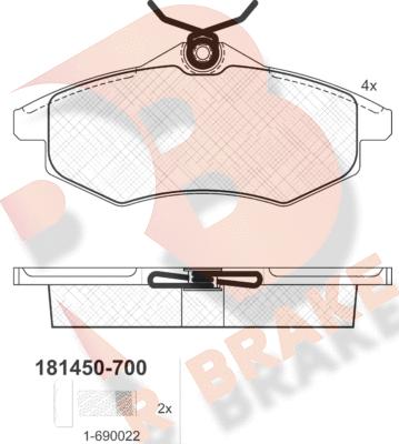 R Brake RB1450-700 - Гальмівні колодки, дискові гальма avtolavka.club