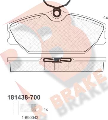 R Brake RB1438-700 - Гальмівні колодки, дискові гальма avtolavka.club
