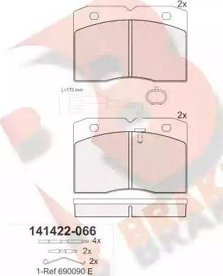 R Brake RB1422 - Гальмівні колодки, дискові гальма avtolavka.club