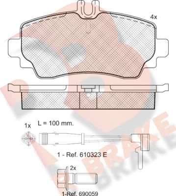 R Brake RB1516-701 - Гальмівні колодки, дискові гальма avtolavka.club