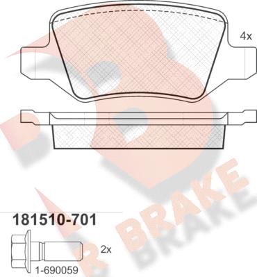 R Brake RB1510-701 - Гальмівні колодки, дискові гальма avtolavka.club