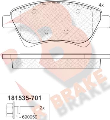 R Brake RB1535-701 - Гальмівні колодки, дискові гальма avtolavka.club