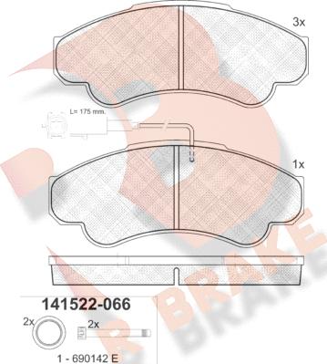 R Brake RB1522 - Гальмівні колодки, дискові гальма avtolavka.club