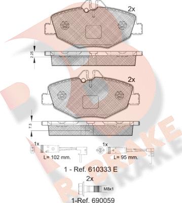 R Brake RB1527-701 - Гальмівні колодки, дискові гальма avtolavka.club