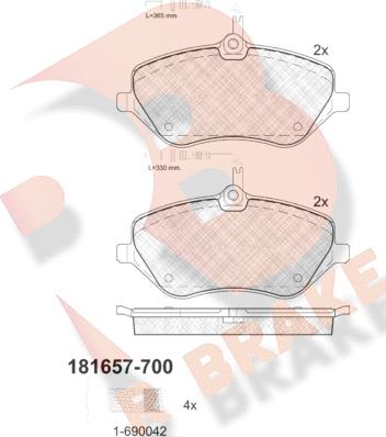 R Brake RB1657-700 - Гальмівні колодки, дискові гальма avtolavka.club