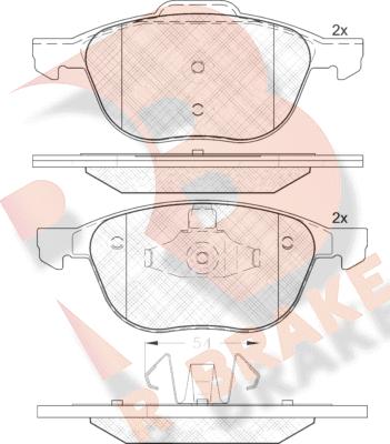 R Brake RB1617-202 - Гальмівні колодки, дискові гальма avtolavka.club