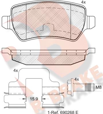 R Brake RB1622-204 - Гальмівні колодки, дискові гальма avtolavka.club