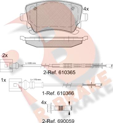 R Brake RB1674-208 - Гальмівні колодки, дискові гальма avtolavka.club