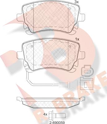 R Brake RB1674-203 - Гальмівні колодки, дискові гальма avtolavka.club