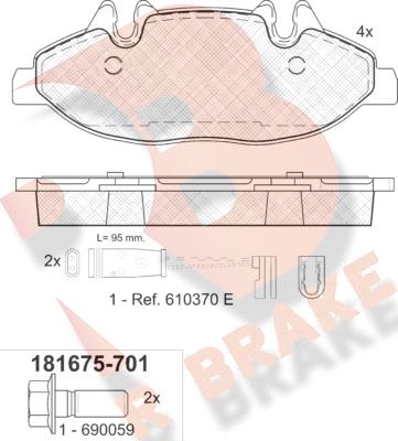 R Brake RB1675-701 - Гальмівні колодки, дискові гальма avtolavka.club