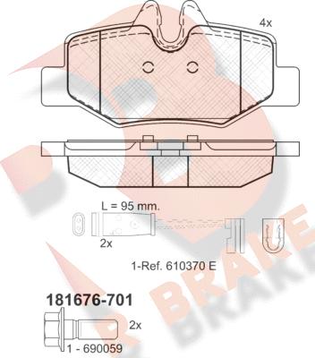 R Brake RB1676-701 - Гальмівні колодки, дискові гальма avtolavka.club