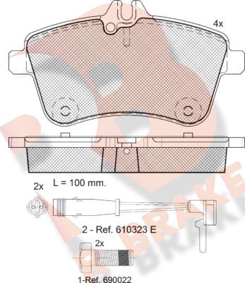 R Brake RB1677-700 - Гальмівні колодки, дискові гальма avtolavka.club