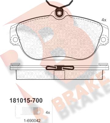 R Brake RB1015-700 - Гальмівні колодки, дискові гальма avtolavka.club