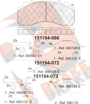 R Brake RB1194 - Гальмівні колодки, дискові гальма avtolavka.club