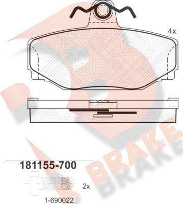 R Brake RB1155-700 - Гальмівні колодки, дискові гальма avtolavka.club