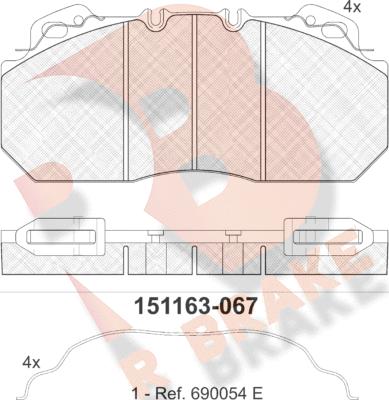 R Brake RB1163-067 - Гальмівні колодки, дискові гальма avtolavka.club