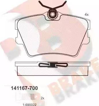 R Brake RB1167 - Гальмівні колодки, дискові гальма avtolavka.club