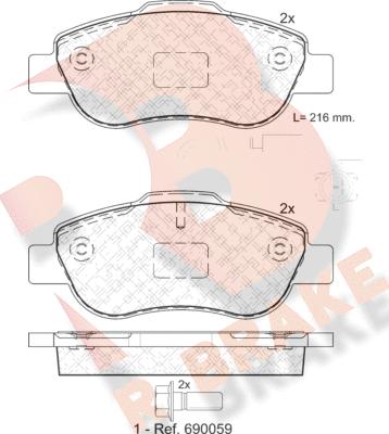 R Brake RB1843-203 - Гальмівні колодки, дискові гальма avtolavka.club