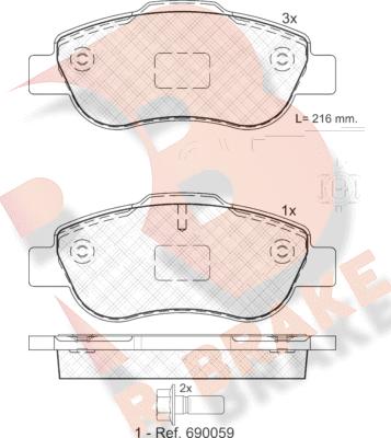 R Brake RB1843 - Гальмівні колодки, дискові гальма avtolavka.club