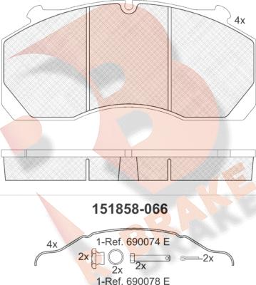 R Brake RB1858-066 - Гальмівні колодки, дискові гальма avtolavka.club