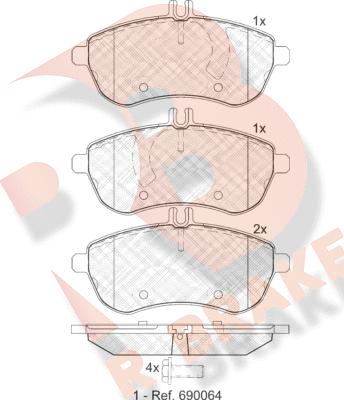 R Brake RB1821 - Гальмівні колодки, дискові гальма avtolavka.club