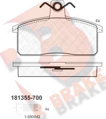 R Brake RB1355-700 - Гальмівні колодки, дискові гальма avtolavka.club