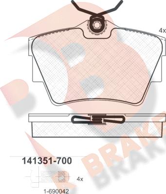 R Brake RB1351-700 - Гальмівні колодки, дискові гальма avtolavka.club