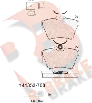 R Brake RB1352-700 - Гальмівні колодки, дискові гальма avtolavka.club