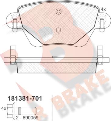 R Brake RB1381-701 - Гальмівні колодки, дискові гальма avtolavka.club