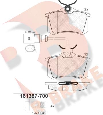 R Brake RB1387-700 - Гальмівні колодки, дискові гальма avtolavka.club