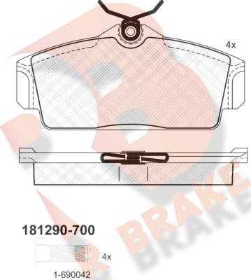 R Brake RB1290-700 - Гальмівні колодки, дискові гальма avtolavka.club