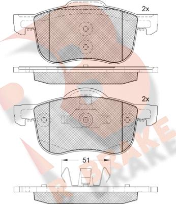 R Brake RB1297-203 - Гальмівні колодки, дискові гальма avtolavka.club