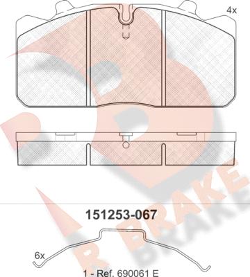 R Brake RB1253-067 - Гальмівні колодки, дискові гальма avtolavka.club