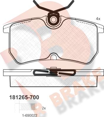 R Brake RB1265-700 - Гальмівні колодки, дискові гальма avtolavka.club