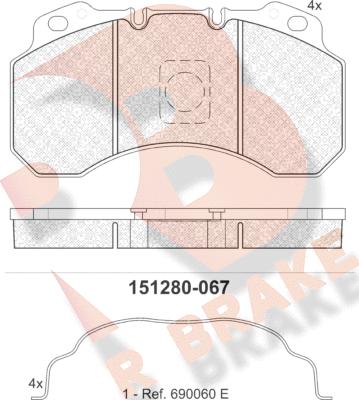 R Brake RB1280-067 - Гальмівні колодки, дискові гальма avtolavka.club