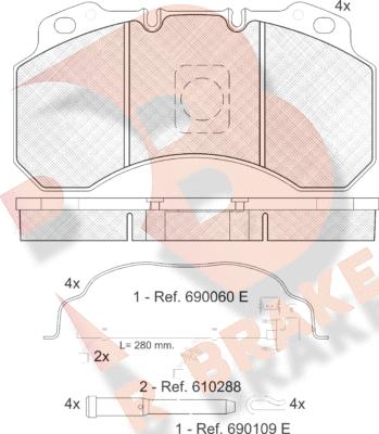 R Brake RB1280-119 - Гальмівні колодки, дискові гальма avtolavka.club