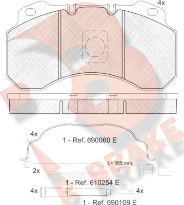 R Brake RB1280-115 - Гальмівні колодки, дискові гальма avtolavka.club