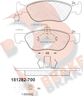 R Brake RB1282-700 - Гальмівні колодки, дискові гальма avtolavka.club