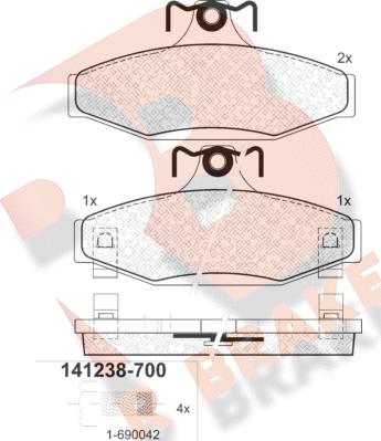 R Brake RB1238-700 - Гальмівні колодки, дискові гальма avtolavka.club