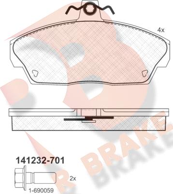 R Brake RB1232-701 - Гальмівні колодки, дискові гальма avtolavka.club