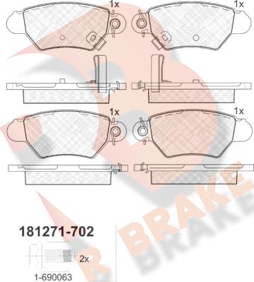 R Brake RB1271-702 - Гальмівні колодки, дискові гальма avtolavka.club